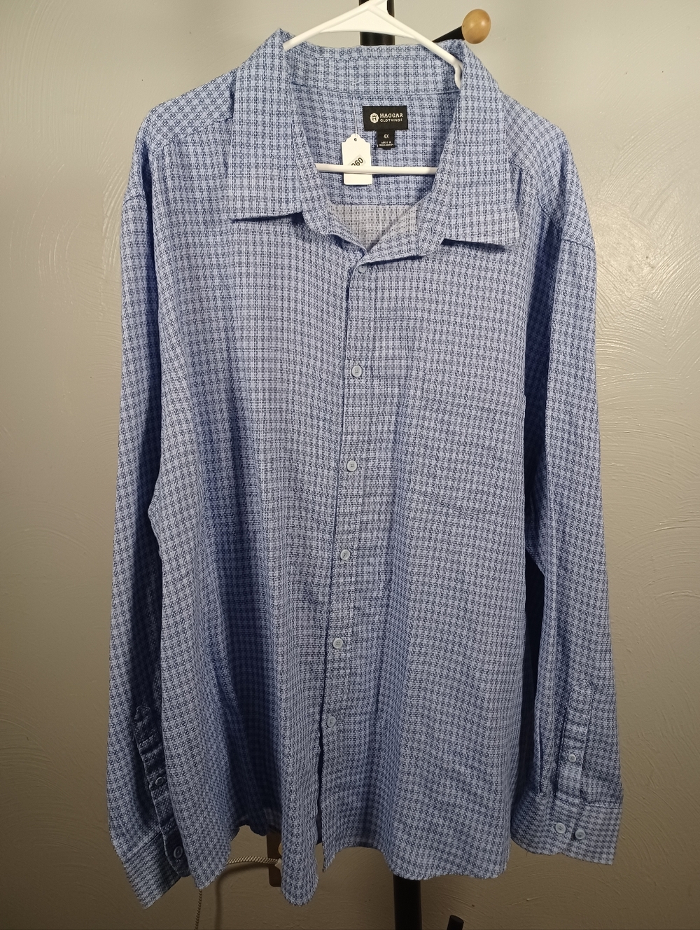 Haggar Blue Long Sleeve Button Down Size 4X